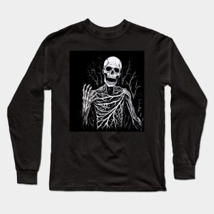 male skeleton smiling, halloween design Long Sleeve T-Shirt